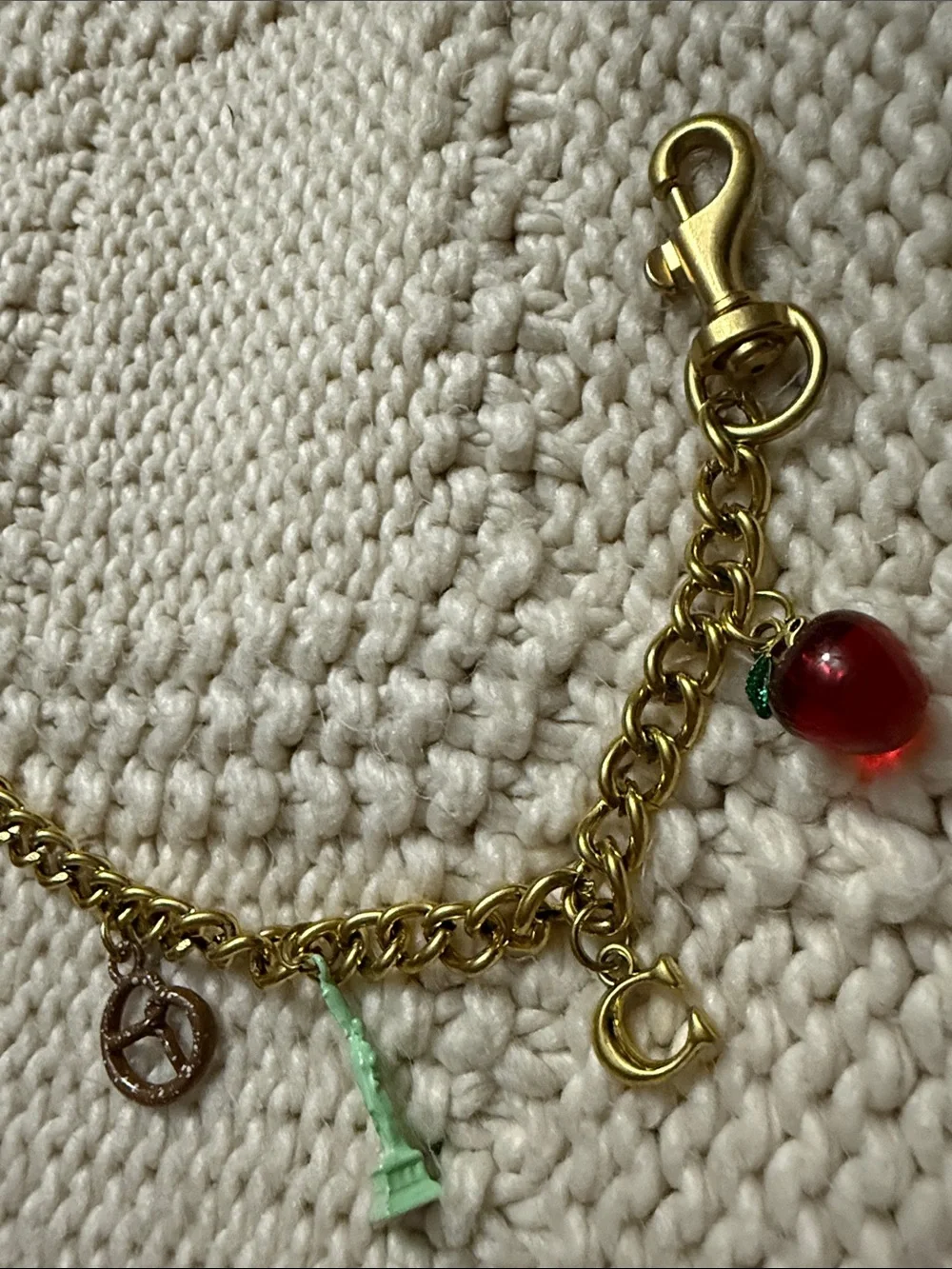 Coach Gold Charm Bracelet with Red, Yellow, Mint, and Rose-Gold Accents - Picture 5 of 6